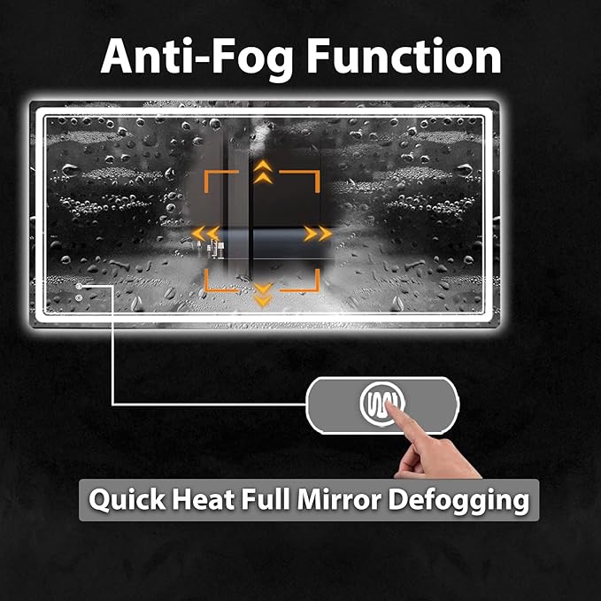 HOMECOOKIN Led Mirror for Bathroom, 27 x 55 Inch Vanity Mirror With Lights Adjustable 3 Colors, Anti-Fog Wall Mounted Backlit Mirror, Horizontal &amp; Vertical