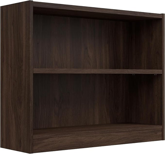 Bush Furniture Universal Small 2 Shelf Bookcase in Black Walnut, Low Storage and Display Bookshelf for Home Office or Living Room Organization