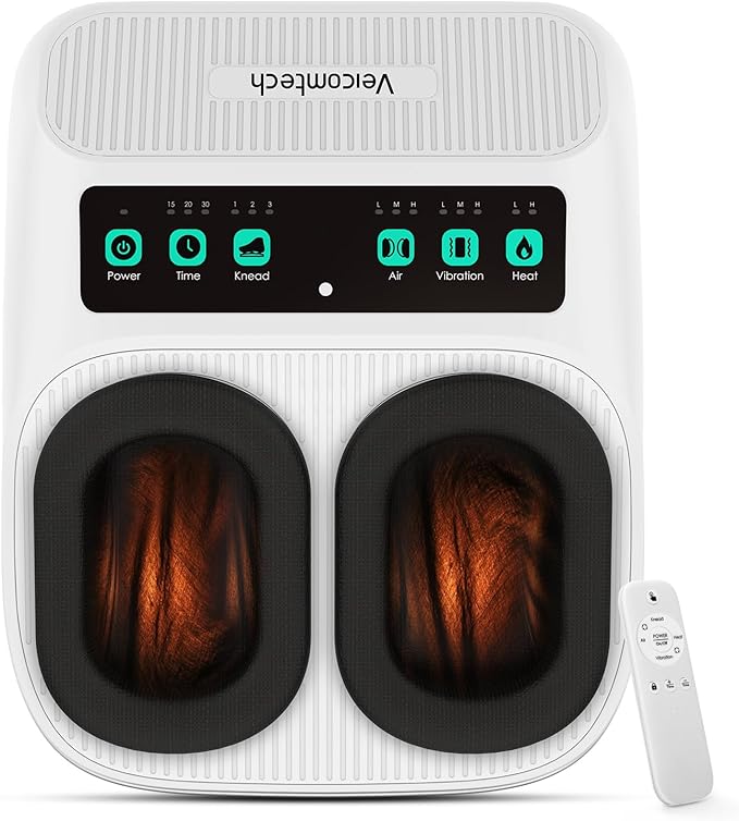 Shiatsu Foot Massager with Heat, Deep Kneading Electric Foot Massager Machine for Plantar Fasciitis Neuropathy with Remote Control, Adjustable Vibration and Compression