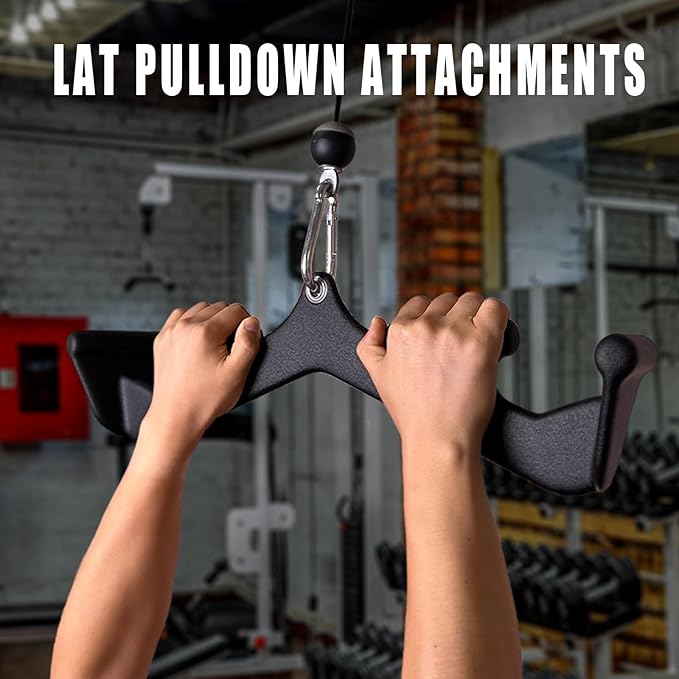 Lat Pull Down Bar T bar Row Attachment, V Bar Tricep Lat Pulldown Attachments, Back Strength Training Bar for Home Gym Exercise Cable Machine Attachments