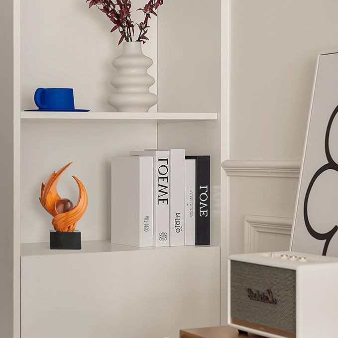 Abstract Art Sculpture, Resin Gold Decorative Statue, Modern White Ornaments for Living Room, Decorativas Modernas for Coffee Table, Entryway & Office Collectibles (Orange)