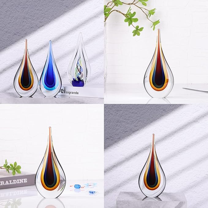 DOVDOV Hand-Blown Glass Sculpture - Unique Mediterranean Decorative Glass Art Collection Statue, Suitable for Office, Bookshelf, Living Room Coffee Table, Mantelpiece Filling
