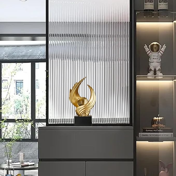 Abstract Art Sculpture, Resin Gold Decorative Statue, Modern White Ornaments for Living Room, Decorativas Modernas for Coffee Table, Entryway &amp; Office Collectibles (Gold)