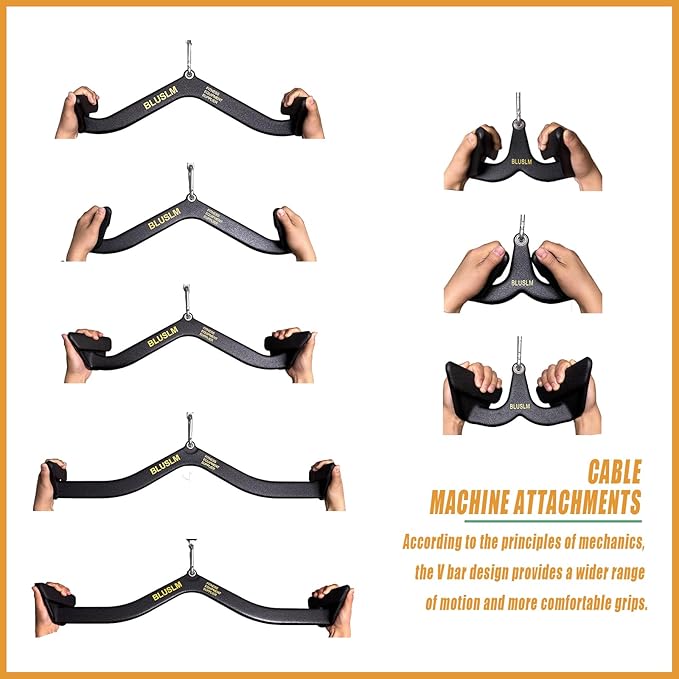 Lat Pull Down Bar T bar Row Attachment, V Bar Tricep Lat Pulldown Attachments, Back Strength Training Bar for Home Gym Exercise Cable Machine Attachments