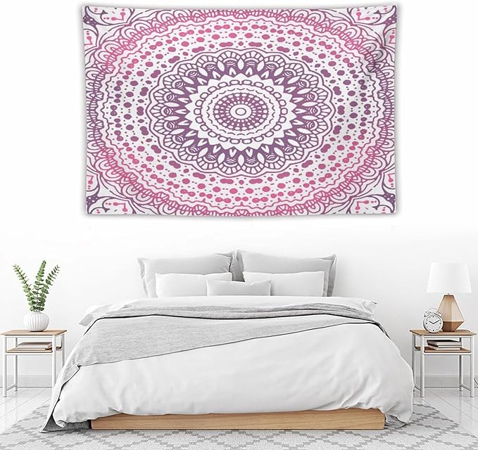 Kurtect Bohemian Tapestry,Colorful Pink Flower Abstract Geometric Pattern Boho Pattern Tapestries for Party Beach Picnic Blankets Tablecloths Living Room Wall Deocr, 40x60 in