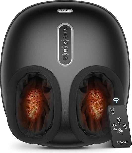 RENPHO Foot Massager with Heat [2025 Upgraded], Shiatsu Foot Massager for Plantar Fasciitis Relief, Feet Massager Neuropathy Pain Relief, Fits up to Size 12 Feet, Birthday Gifts for Women Men