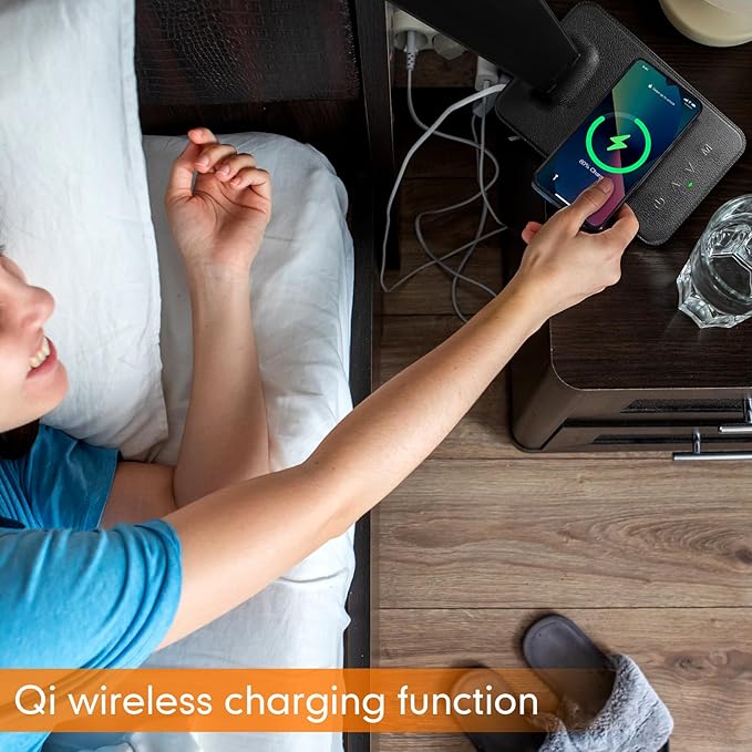 White crown LED Desk Lamp with 15W Wireless Charger &amp; USB Port, Dimmable Table Lamp with 5 Lighting Modes, Sensitive Touch Control, Foldable &amp; Portable Desk Light for Home, Office, Bedroom, Reading