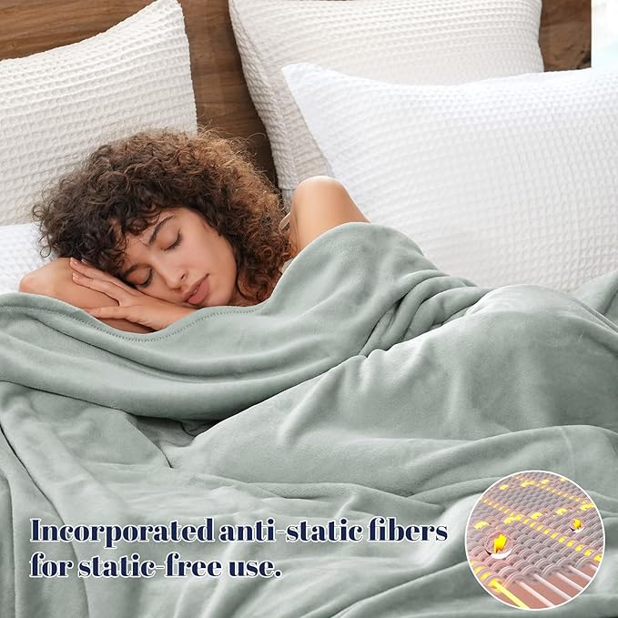 PHF Ultra Soft Fleece Blanket Twin Size, No Shed No Pilling Luxury Plush Cozy 300GSM Lightweight Twin XL Blanket for Bed, Couch, Chair, Sofa Suitable for All Season, 76" x 90", Sage Green