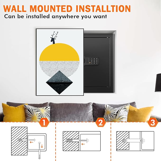 16.53" Tall Large Fire proof Safe Box for Home, 2.3 Cuft Digital Security Box with Combination Lock & Fireproof A4 Document Bag, Home Safe Fireproof Waterproof for Money Medicine Documents Valuables