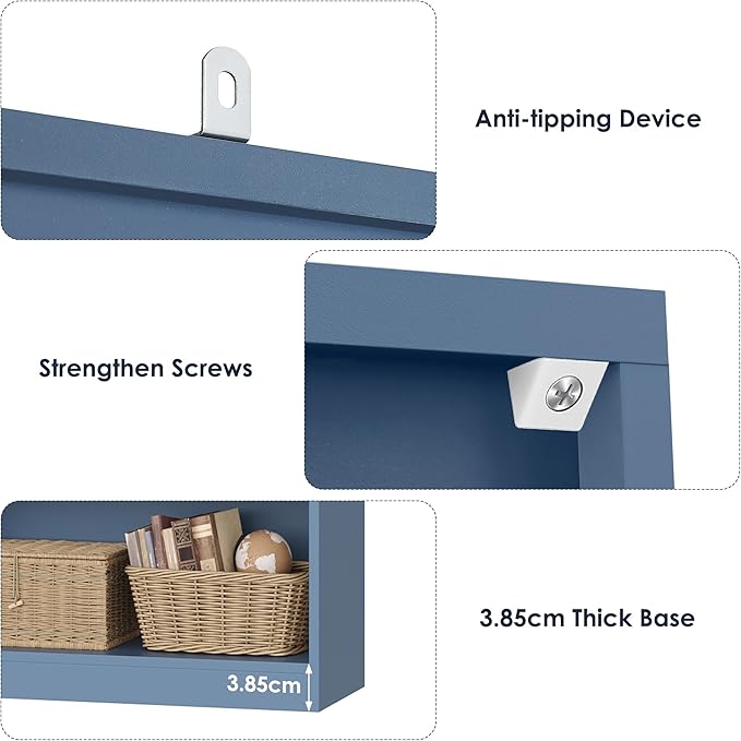 83.6" Tall Bookshelf and Bookcase, 7-Tier Extra Large Bookshelf with Double Storage, 14 Open Display Shelves for Home Office, Study and Living Room, Blue