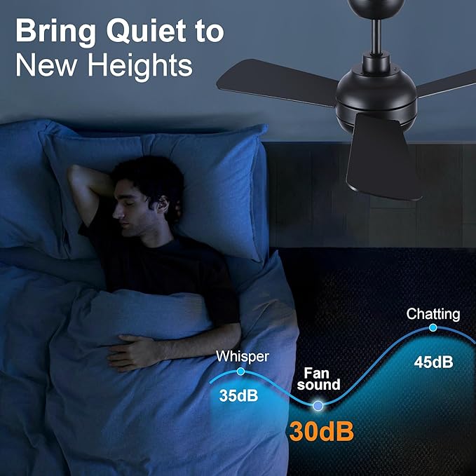 42 Inch Ceiling Fans with Lights, Black Ceiling Fan with Light and Remote Control, Reversible, 6 Speeds, 3CCT, Dimmable, Modern LED Ceiling Fan for Bedroom, Indoor/Outdoor