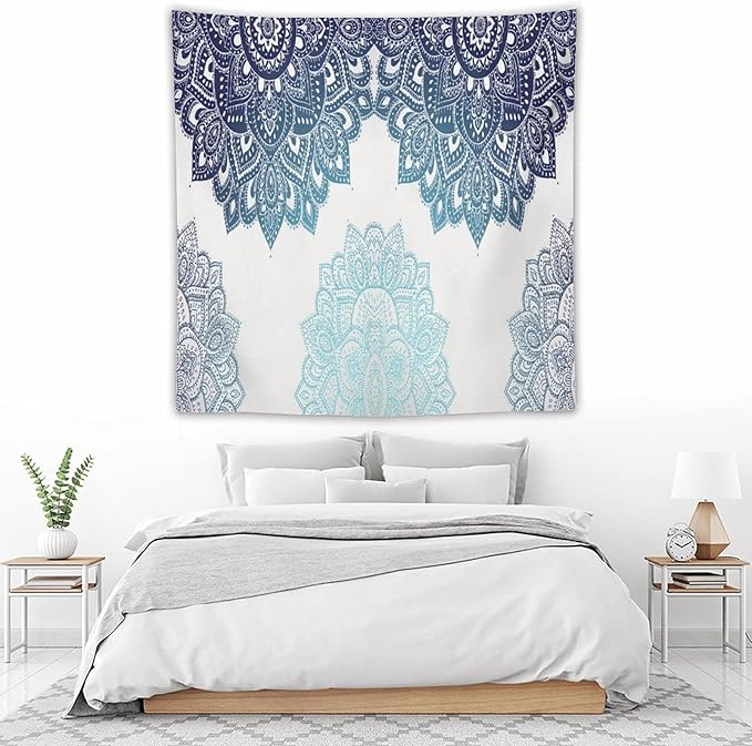 Kurtect Mandala Tapestry,Boho Eastern Geometric Stripe Abstract Design Pattern Print Tapestries for Party Beach Picnic Blankets Tablecloths Living Room Wall Deocr, 60x60 in