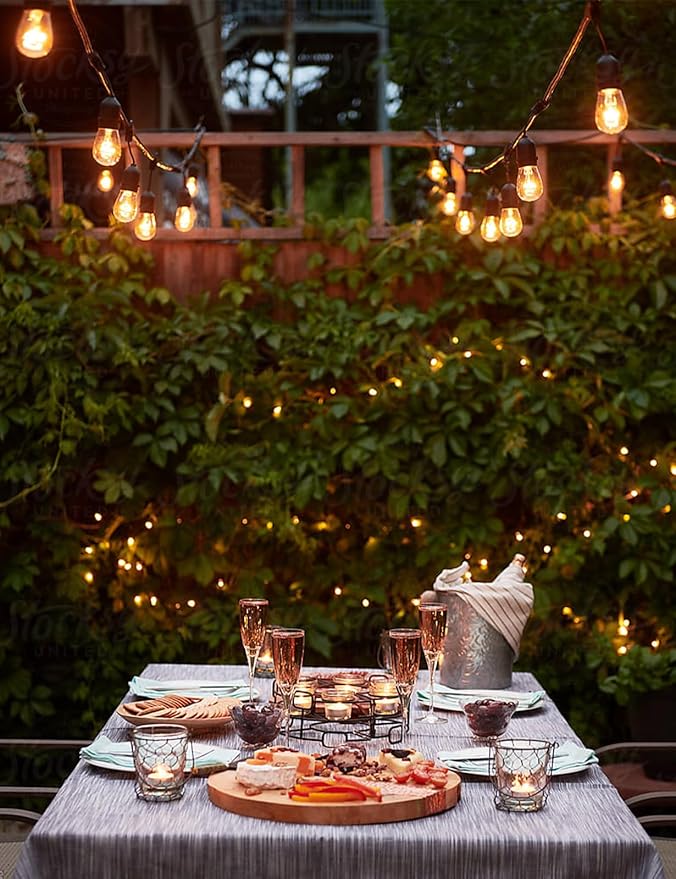 Svater Outdoor String Lights 200 FT, E26 Socket, 64pc S14 Shatterpoof Bulbs, 1 Watt Dimmable 2700K Warm White, IP65 Waterproof Commercial Grade Patio Light (4 Pack X 50FT)