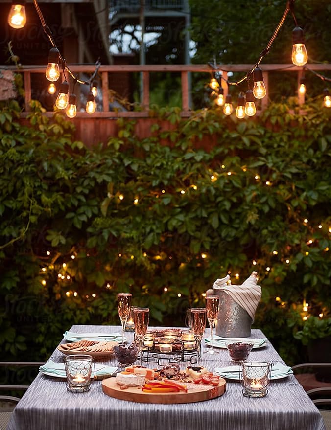 Svater Outdoor Led String Lights 25 FT, Patio Lights for Outside with 9pcs S14 Shatterproof Bulbs, 1 Watt E26 Dimmable, IP65 Waterproof, Commercial Grade Bistro Light 2700K Warm White