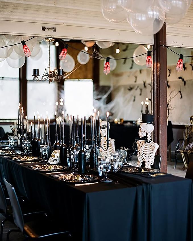 Abeja Flicker Flame String Lights - 10Ft Outdoor Decorations with 10 Flicker Flame Bulbs, Hanging Lights for Patio and Party, Black Wire