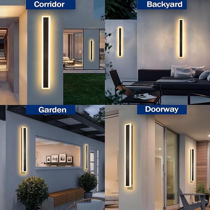 Porch Lights Outdoor, 31.5 inch Outdoor Sconces Wall Lighting 3000K LED Modern IP65 Waterproof Linear Exterior Wall Light for Garage Porch Patio