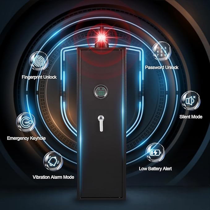 BONANO 4-6 Fingerprint Gun Safe, Long Gun Safes for Home Rifles and Pistols, Gun Cabinets for Rifles and Shotguns, Quick Access Dual Alarm Rifles Safe, Biometric Gun Safe, Stack On Gun Cabinet