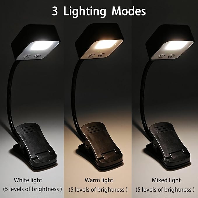 10 Pack Rechargeable Book Lights for Reading at Night in Bed, LED Book Light with Memory Function Lightweight Booklight Bulk Clip on Small Portable Travel Reading Lamps for Book Lovers USB Charging