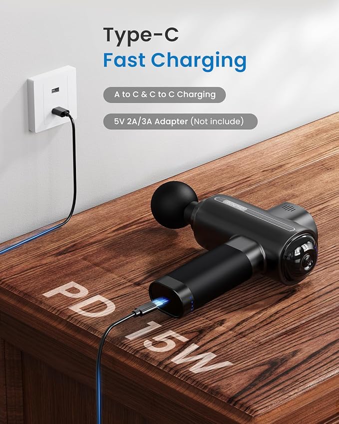 RENPHO Active Massage Gun Deep Tissue, Percussion Handheld Muscle Massager for Body Neck Pain Relief, Portable Electric Mini Back Massagers with Carry Case for Athletes Men Women