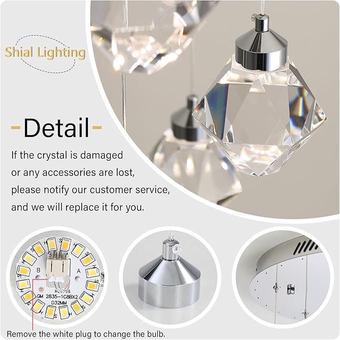 10-Light Modern Chandeliers for Foyer Crystal Chandelier for Living Room Chrome Pendant Light Staircase Chandeliers for High Ceilings Dimmable LED Hanging Light with Remote