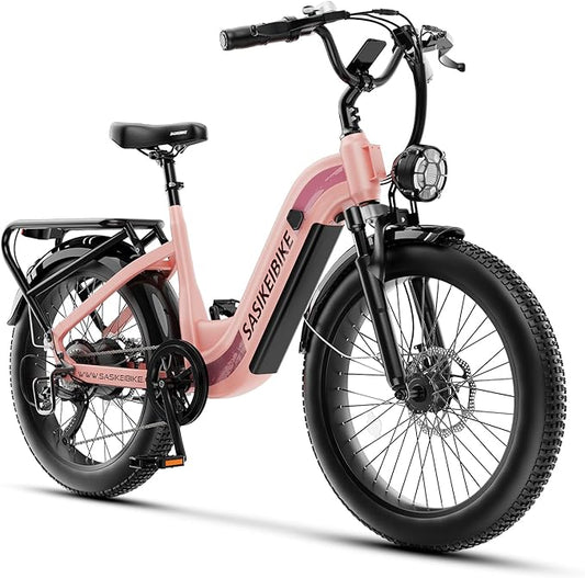 1500W Motor Peak Electric Bike for Adults and Teenagers, 48V 20AH Removable Battery Step Thru EBike, 30+MPH, 80 Miles Max Range, 24" Fat Tire Adult Electric Bicycles for 7 Speed