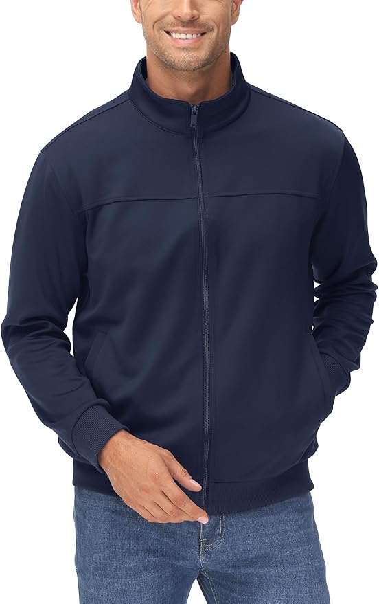 MAGCOMSEN Men's Track Jackets Lightweight Full-Zip Casual Coat Workout Running Athletic Active Jacket With Pockets