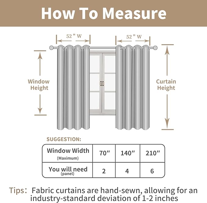 LAMIT Semi Sheer Linen Curtains 45 Inches Long, Light Filtering Panels Bronze Grommet Country Decor Drapes for Bedroom/Window/Farmhouse, Taupe, 2 Panels, 52 x 45 Inch