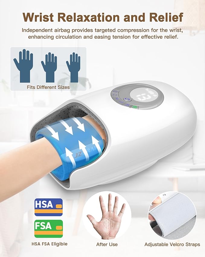 Hand Massager with Heat and Compression : Hand and Wrist Massage with Targeted Palm Roller – Soothing Relief for Stiffness & Fatigue – Ideal for Daily Relaxation