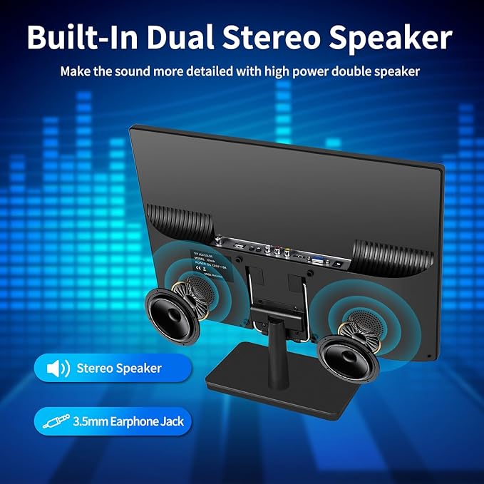 17 inch TV,Small HD Widescreen LED with Antenna,Digital ATSC Tuner-Free HD Local Channels,HDMI VGA USB Port,12 Volt Charger Cable/AC Power TV for Camping,Caravan and Kitchen