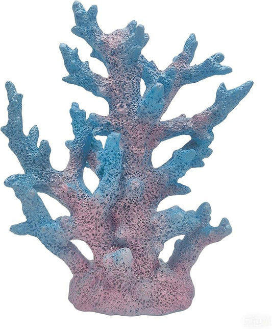 Beach Coastal Decor Coral Reef Home Decor Coral Statue Sculpture Home,Desk,Bathroom,Desktop Shelf Statue,Marine Themed Gifts (Gradient Cyan Coral)