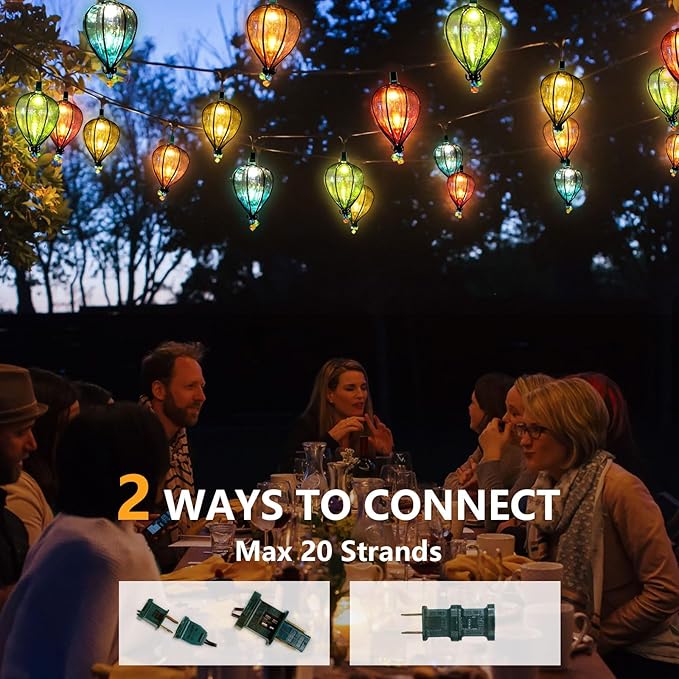 16 Pcs of 11FT Multicolor String Lights with 10 Bulbs, UL Listed Connectable Waterproof Decorative LED Lights Hanging for Backyard Patio, Indoor/Outdoor for Christmas Wedding Party Festival Lighting