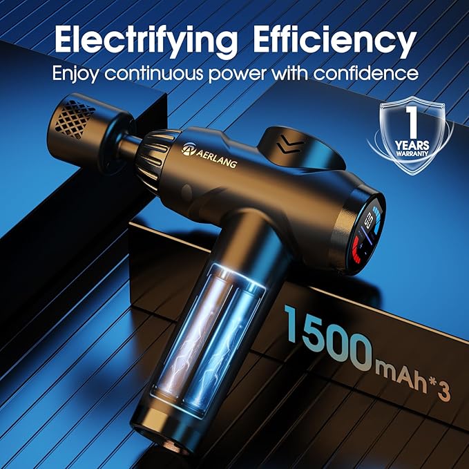 AERLANG Massage Gun with Heat and Cold,Deep Tissue Massage Gun, Back and Neck Massager for Pain Relief,Muscle Percussion Massager,Handheld Messager with 7Heads&Silent Birthday Gifts for him