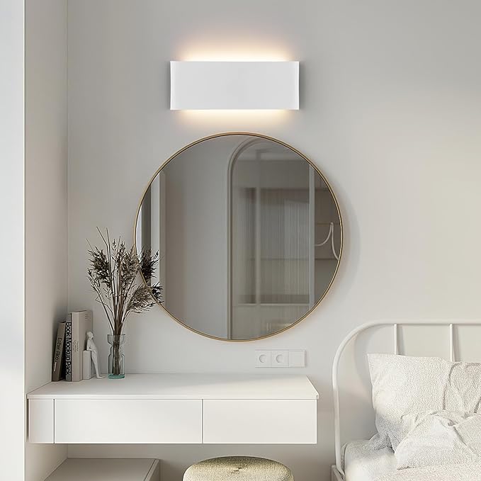 Bathroom Vanity Light, 20W Dimmable LED Wall Lamp, 5 CCT Adjustable（3000K-6500K, 4 Pack White Modern Wall Sconce lamp,Up and Down Wall Lighting for Bedroom, Above Dressing Table