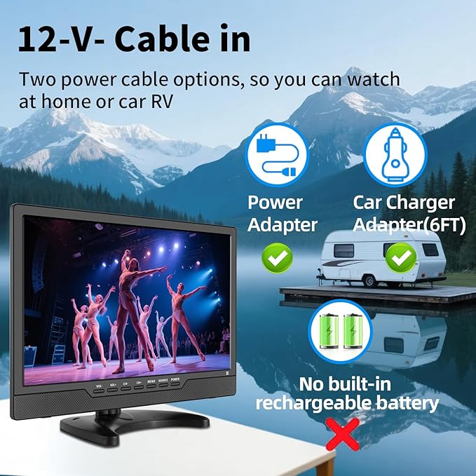 14 Inch LED HD TV,Portable Small Television with HDMI Input,Built-in Digital Tuner/HDMI/USB/DC-12IN-Supports Wall-Mounted-for Bedroom,Kitchen,RV - Includes Remote Control(Black)