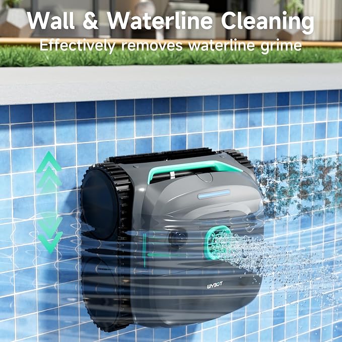 (2025 New) WYBOT C2 Cordless Robotic Pool Cleaner, Wall & Waterline Cleaning, Automatic Pool Vacuum for Inground Pools, Dual Filtration, Max 180mins Runtime, App Control(Bluetooth Connect)