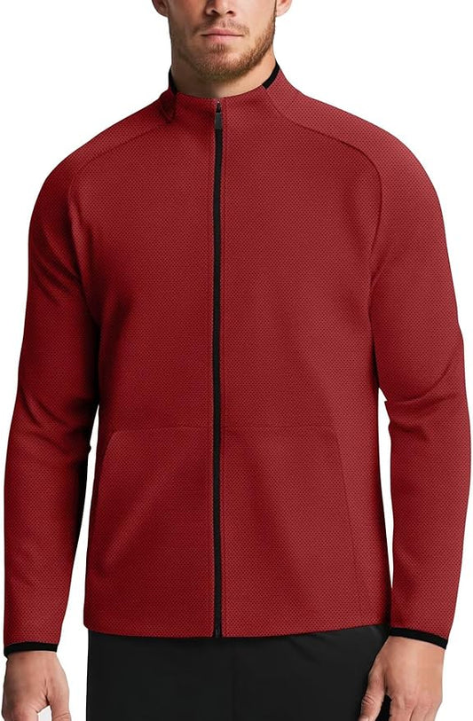 Zengjo Men's Track Jackets Full Zip Running Athletic Workout Lightweight Windproof Jacket with Zipper Pockets Quick Dry