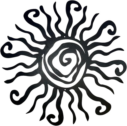 Riverside Designs Wacky Sun Metal Wall Art Indoor/Outdoor Decor - 18" Black Rust Proof Wall Sculpture - Made in USA - Ideal for Bedroom, Garden, Home, Patio and Farmhouse