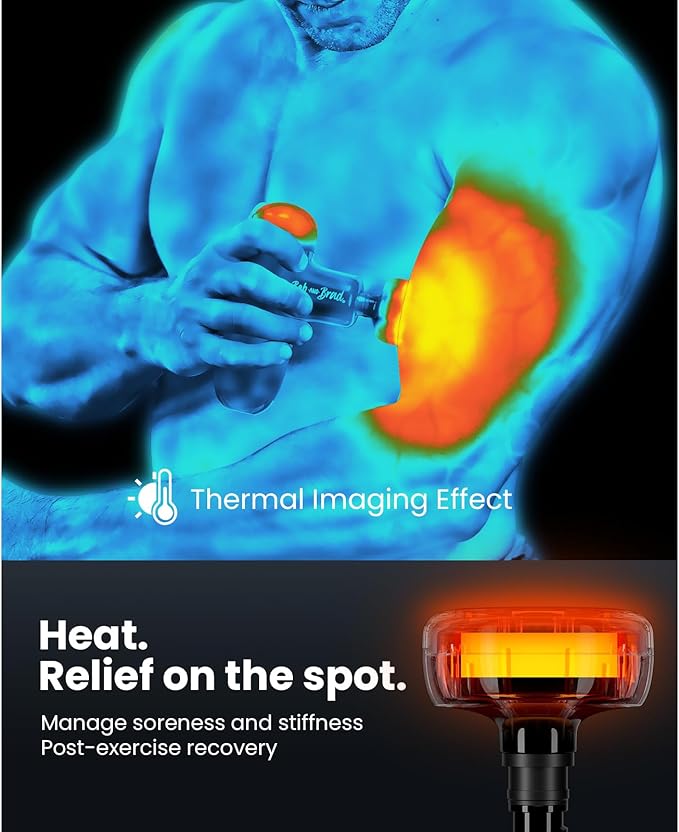 BOB AND BRAD Q2 Plus Mini Massage Gun with Heat, Pocket-Sized Heated Deep Tissue Massager Gun, Portable Percussion Muscle Massager Gun, Ultra Small & Quiet Muscle Massage Gun