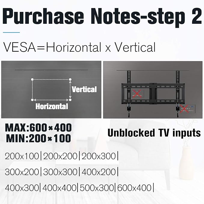 Mounting Dream TV Wall Mount for Most 37-70 Inch Flat Screen TV with Tilting, Low Profile & Space Saving Wall Mount for 16",18",24" Stud, TV Mount Bracket for up to VESA 600 x 400mm, 132lbs MD2868-LK