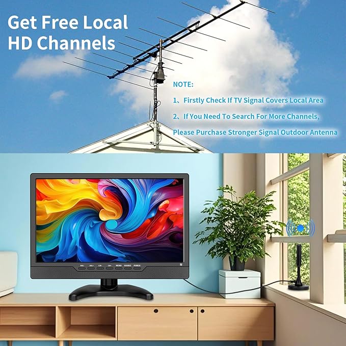 14 Inch LED HD TV,Portable Small Television with HDMI Input,Built-in Digital Tuner/HDMI/USB/DC-12IN-Supports Wall-Mounted-for Bedroom,Kitchen,RV - Includes Remote Control(Black)