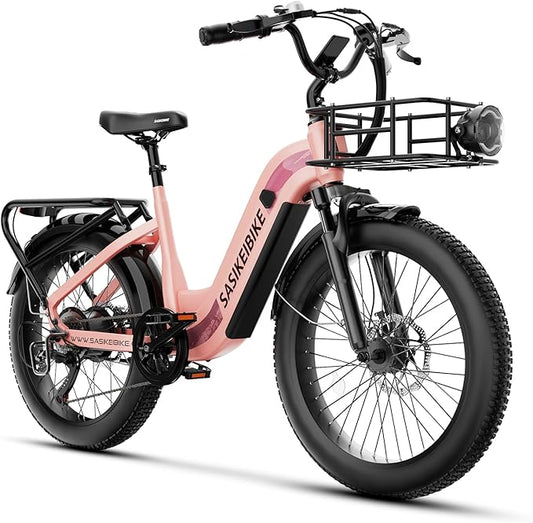 1500W Motor Peak Electric Bike for Adults and Teenagers, 48V 20AH Removable Battery Step Thru EBike, 30+MPH, 80 Miles Max Range, 24" Fat Tire Adult Electric Bicycles for 7 Speed