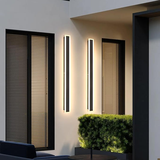 2 Pack 47 Inch Long Outdoor Wall Lights 3000K Black Exterior Light Fixtures Wall Mount Modern Porch Lights Wall Sconce Long LED Modern Outdoor Exterior for House Front Door
