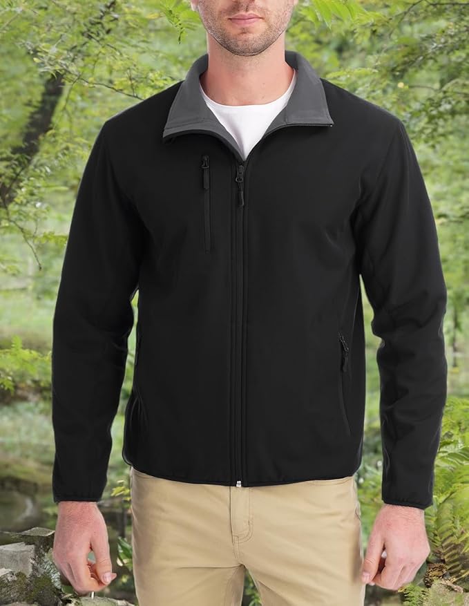 fit space Men's Athletic Insulated Jacket Lightweight Fleece Outerwear Windbreaker Running Cycling Hiking