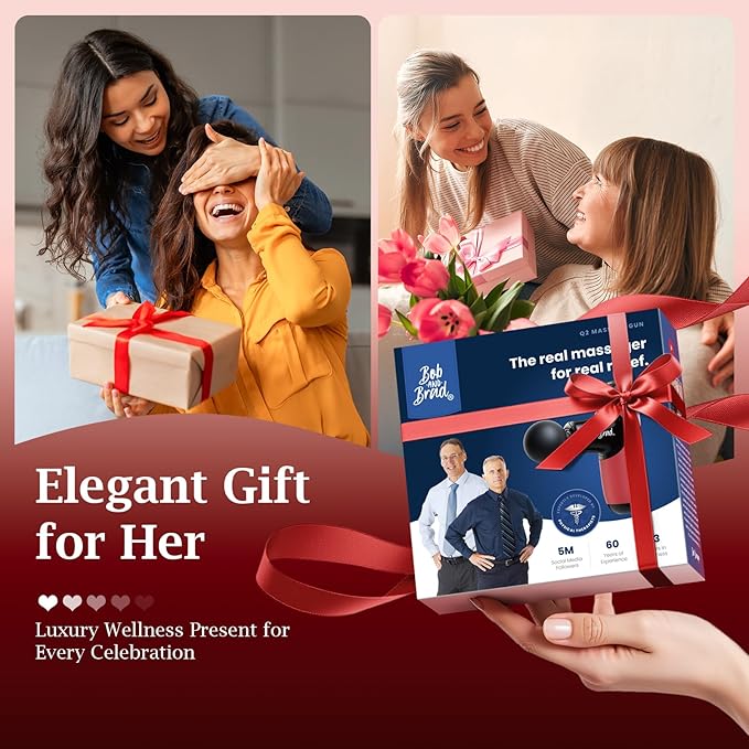 BOB AND BRAD Q2 Mini Massage Gun for Women - Portable Muscle Pain Relief, Powerful Deep Tissue Percussion Massager, Ultra Quiet Handheld Massager, Designed for Travel - Red