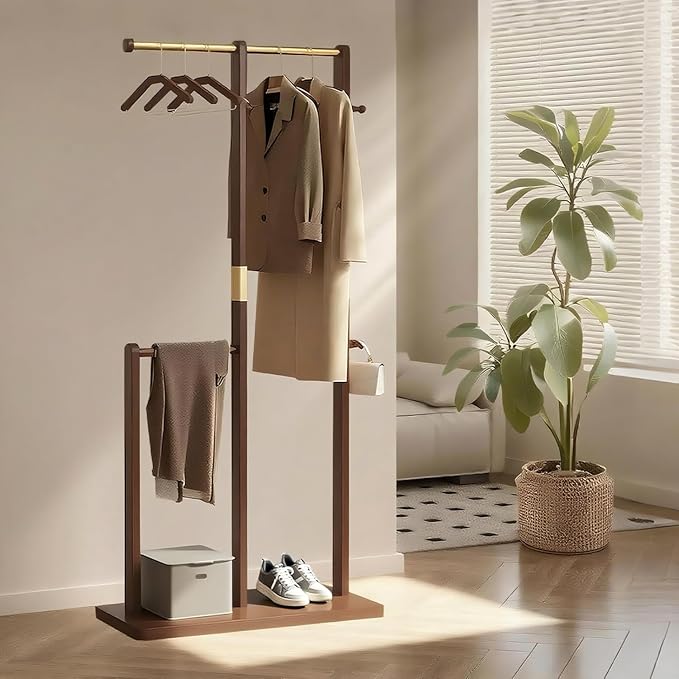 Solid Wood Coat Rack, Coat Rack Freestanding Sturdy Coat Hanger Stand for Entryway Living Bedroom