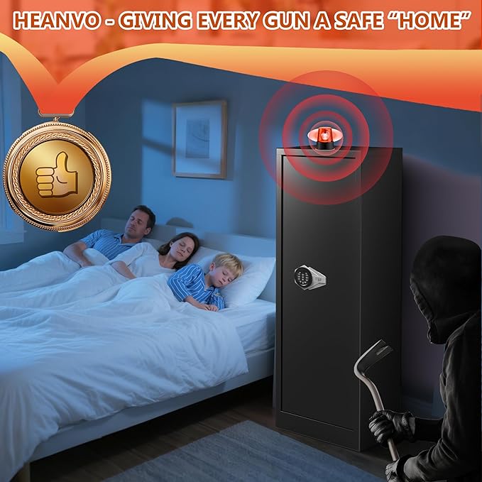 10-14 Gun Cabinet,Large Gun Safe for Rifles and Pistols,Shotgun Safe,Gun Safes for Rifle and Password Lock,Gun Cabinet for Home with Adjustable Shelves with Dual Alarm & Mute Mode