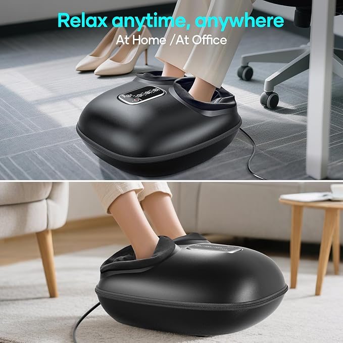 New Shiatsu Foot Massager with Heat, Vibration,Rolling Compression Feet Massager Machine, 3-Level Adjustable, Full Wrap & Knead, Easy to Use for Daily Relaxation, Pain Relief, Portable for Family