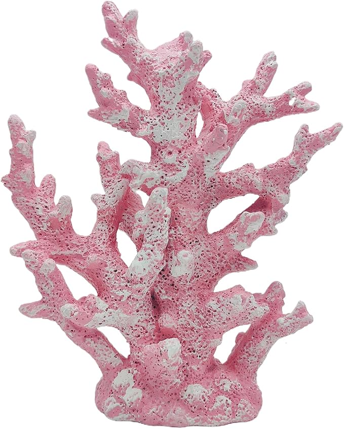 Beach Coastal Decor Coral Reef Home Decor Coral Statue Sculpture Home,Desk,Bathroom,Desktop Shelf Statue,Marine Themed Gifts (Pink Coral)