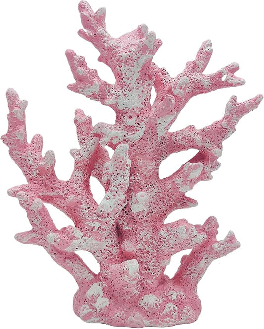 Beach Coastal Decor Coral Reef Home Decor Coral Statue Sculpture Home,Desk,Bathroom,Desktop Shelf Statue,Marine Themed Gifts (Pink Coral)