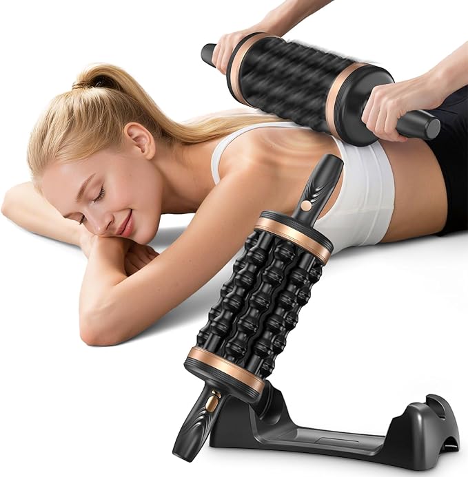 Deep Tissue Massager: 30W Motor 6000 RPM Percussion, 8 Rollers 72 Nodes, 5-Speed & Wireless, 2400mAh Battery, with Stand for Back/Leg/Shoulder Pain Relief(Gold)